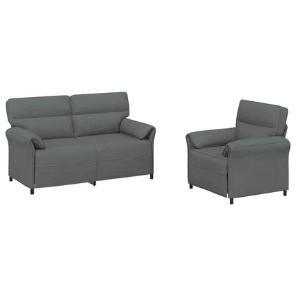Sofa Sæt 2 stk. Mørkegrå Stof