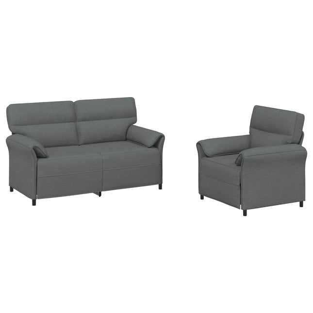 Sofa Sæt 2 stk. Mørkegrå Stof
