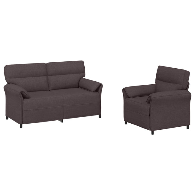 Sofa Sæt 2 stk. Mørk Brun Stof