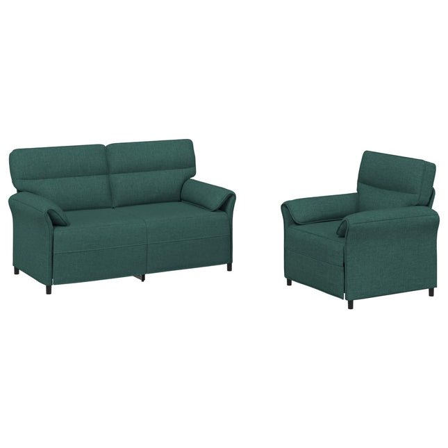Sofa Sæt 2 stk. Mørkegrøn Stof