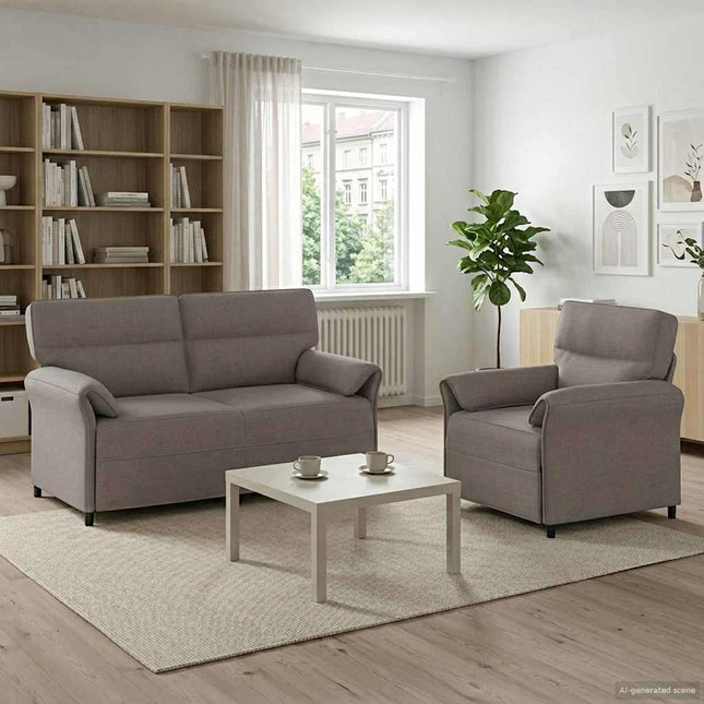 Sofa Sæt 2 stk. Gråbrun Stof