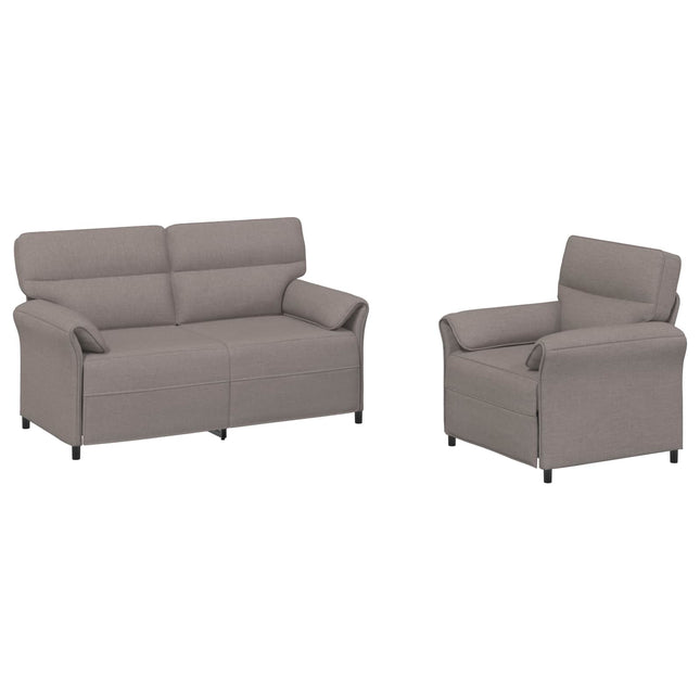 Sofa Sæt 2 stk. Gråbrun Stof