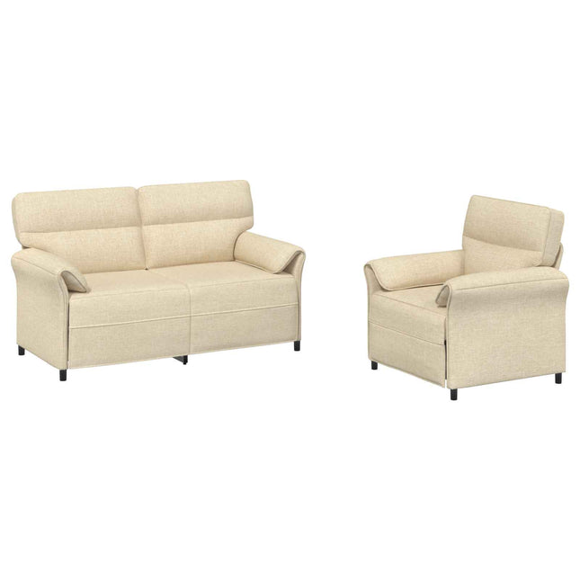Sofa Sæt 2 stk. Cremefarvet Stof