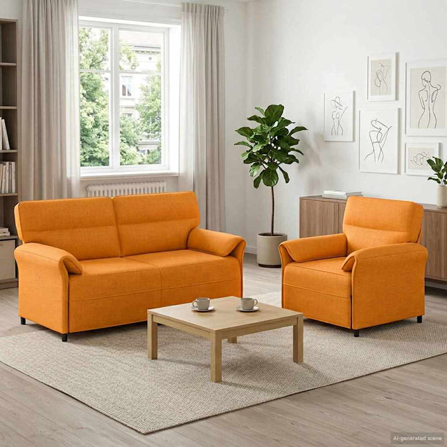 Sofa Sæt 2 stk. Mørk Gul Stof