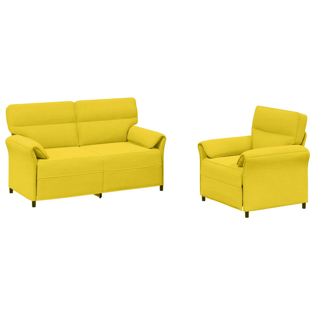 Sofa Sæt 2 stk. Lys Gul Stof