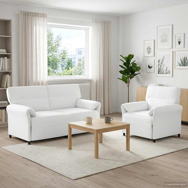 Sofa Sæt 2 stk. Hvid Stof
