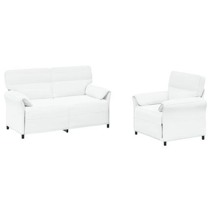 Sofa Sæt 2 stk. Hvid Stof