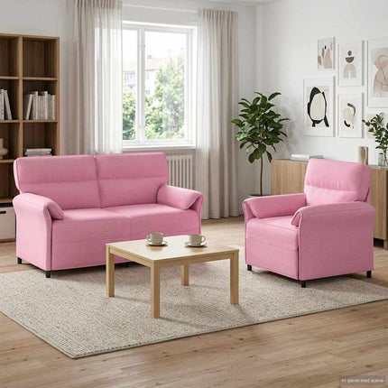 Sofa Sæt 2 stk. Lyserød Stof