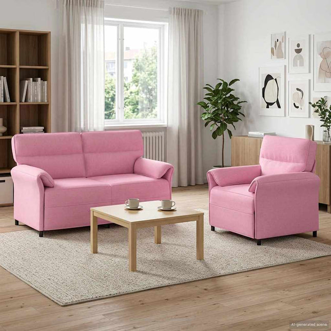 Sofa Sæt 2 stk. Lyserød Stof