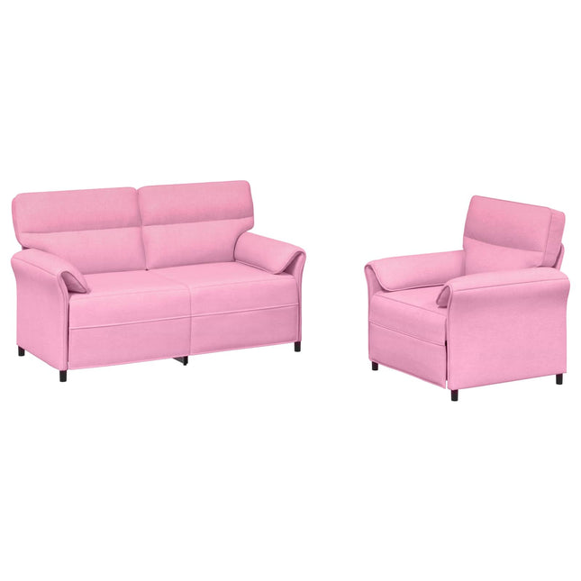 Sofa Sæt 2 stk. Lyserød Stof