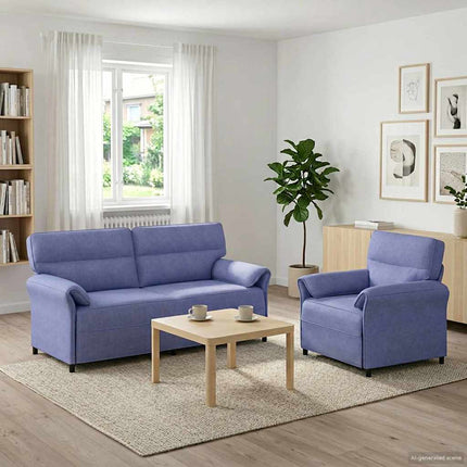 Sofa Sæt 2 stk. Jeans blå Stof