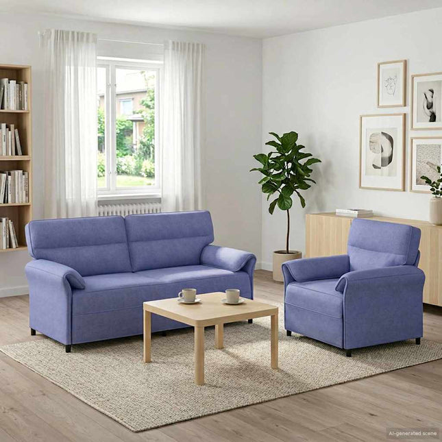 Sofa Sæt 2 stk. Jeans blå Stof