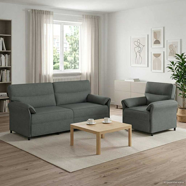 Sofa Sæt 2 stk. Mørkegrå Stof
