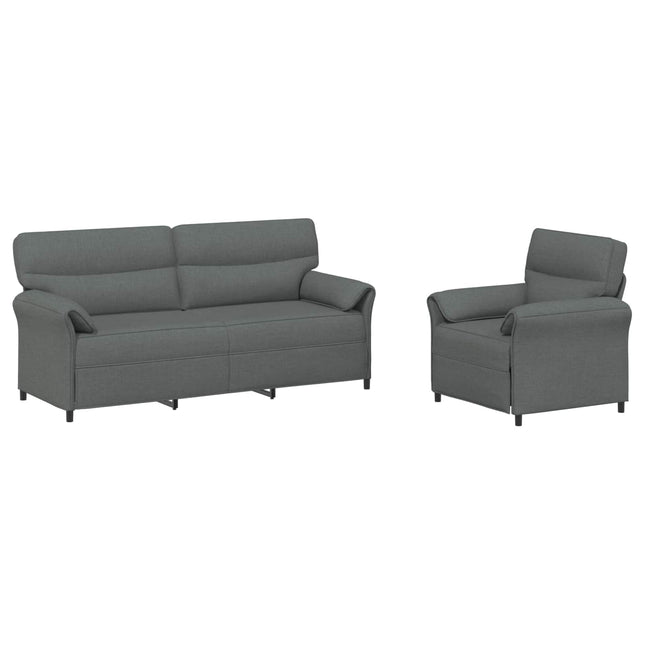 Sofa Sæt 2 stk. Mørkegrå Stof