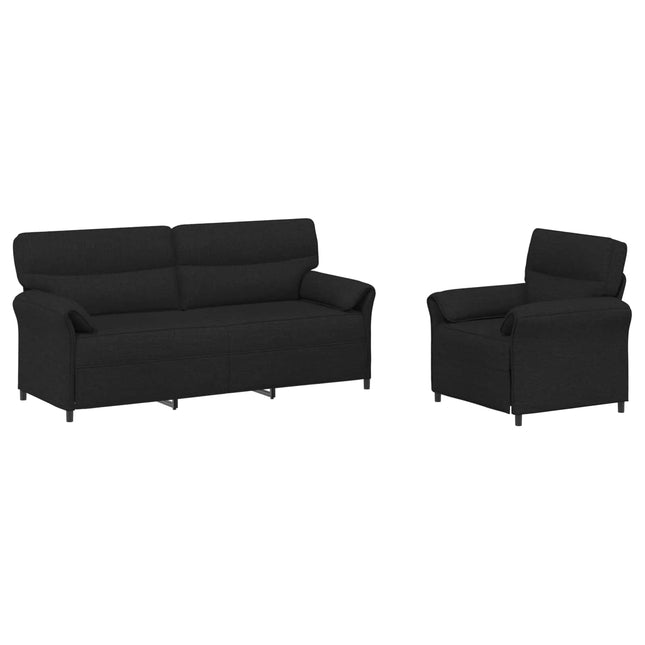 Sofa Sæt 2 stk. Sort Stof