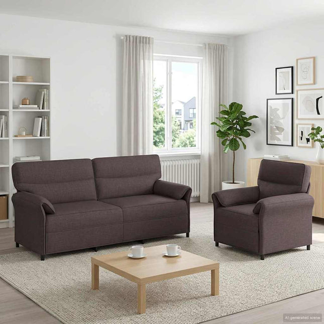 Sofa Sæt 2 stk. Mørk Brun Stof