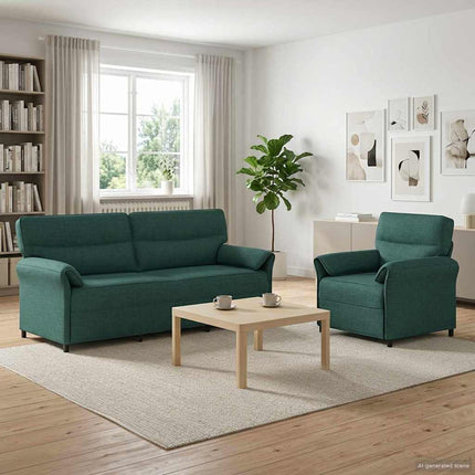Sofa Sæt 2 stk. Mørkegrøn Stof