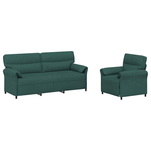 Sofa Sæt 2 stk. Mørkegrøn Stof
