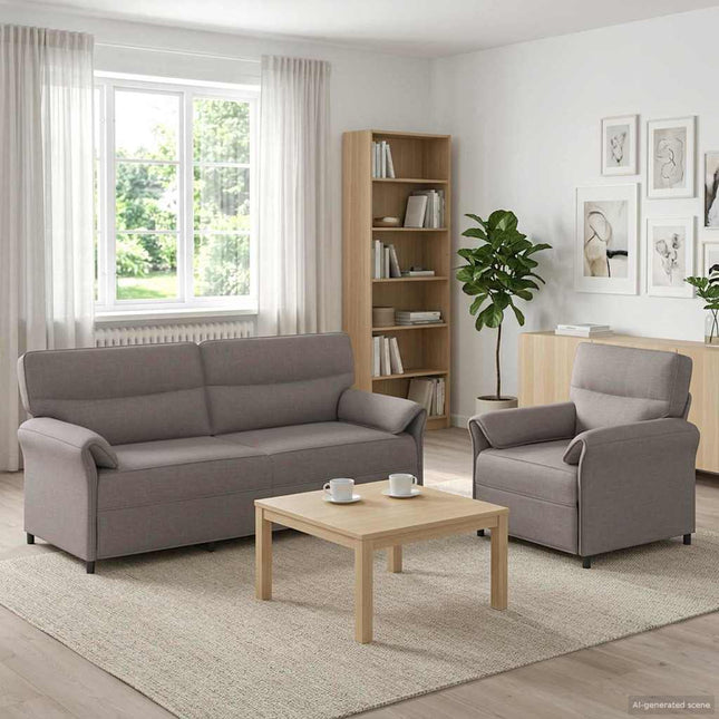 Sofa Sæt 2 stk. Gråbrun Stof