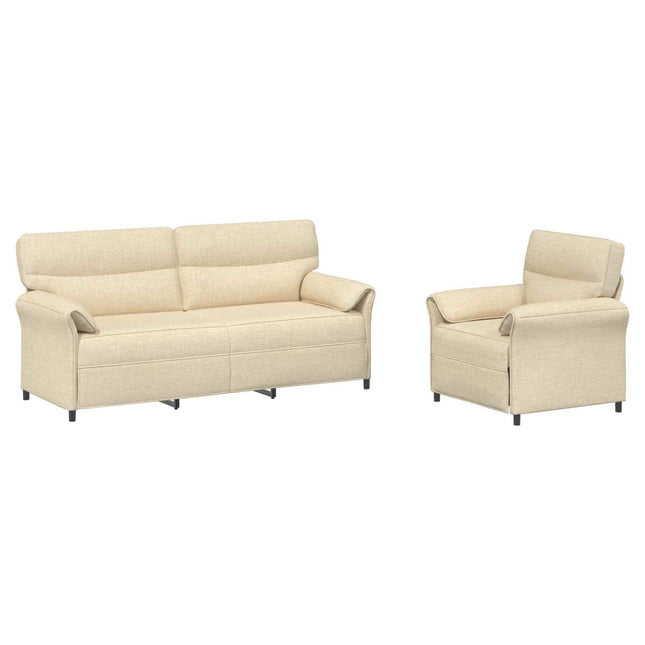 Sofa Sæt 2 stk. Cremefarvet Stof
