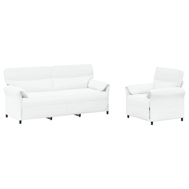Sofa Sæt 2 stk. Hvid Stof