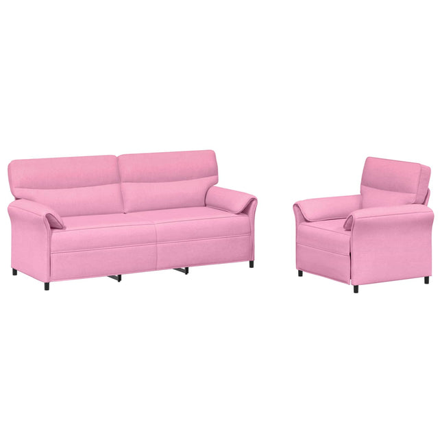 Sofa Sæt 2 stk. Lyserød Stof
