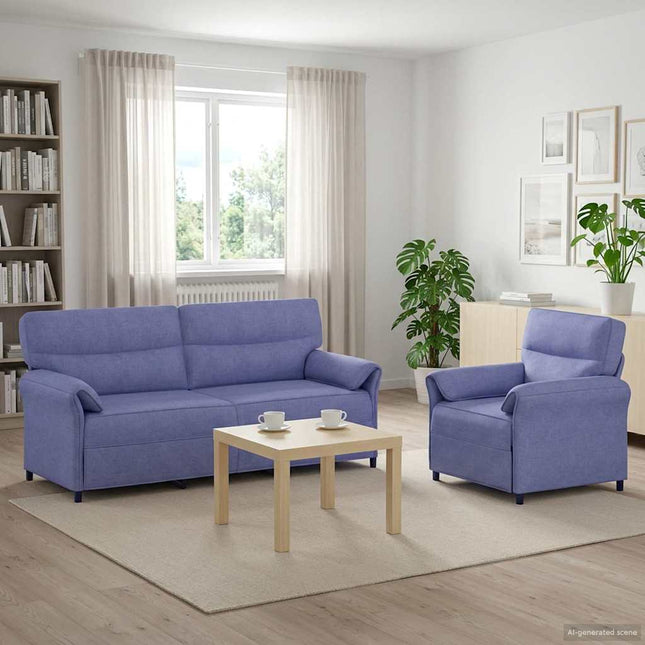 Sofa Sæt 2 stk. Jeans blå Stof