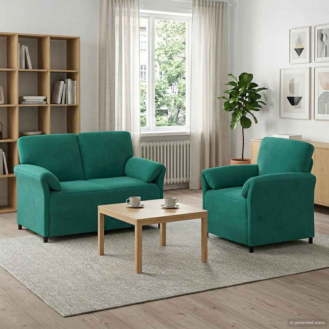 Sofa Sæt 2 stk. Turkis Fløjl