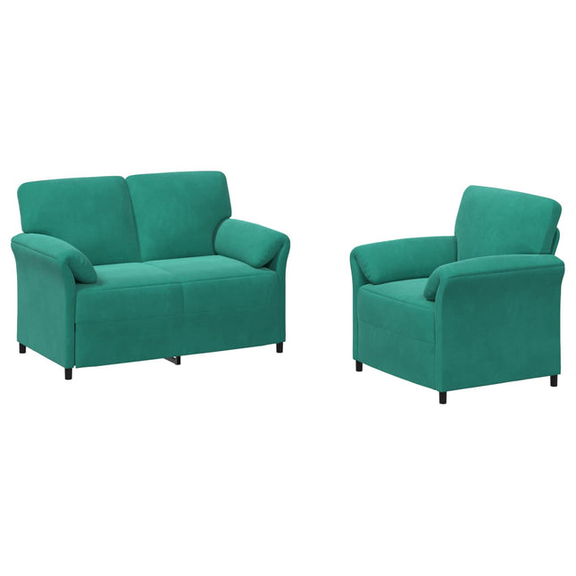 Sofa Sæt 2 stk. Turkis Fløjl