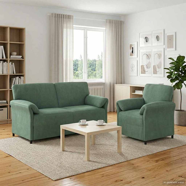 Sofa Sæt 2 stk. Havgrøn Fløjl