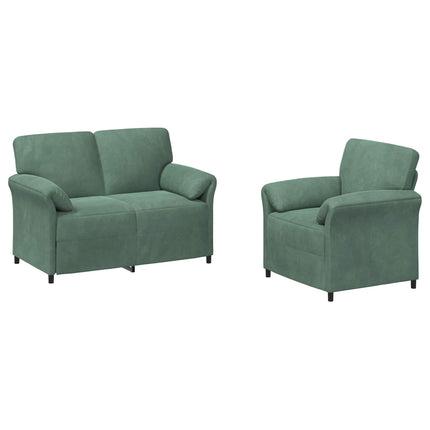 Sofa Sæt 2 stk. Havgrøn Fløjl