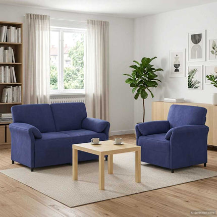 Sofa Sæt 2 stk. Politi blå Fløjl