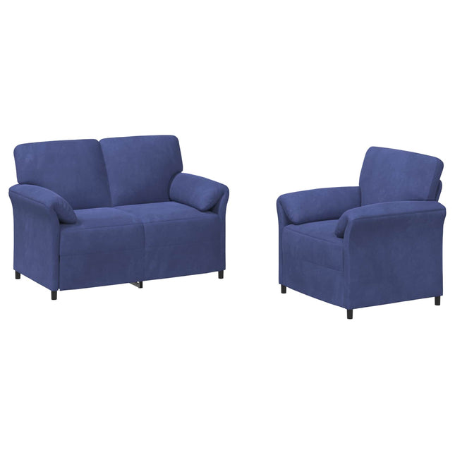 Sofa Sæt 2 stk. Politi blå Fløjl
