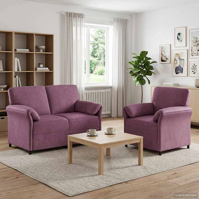 Sofa Sæt 2 stk. Lilla Fløjl