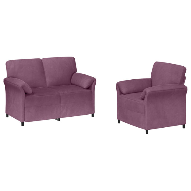 Sofa Sæt 2 stk. Lilla Fløjl