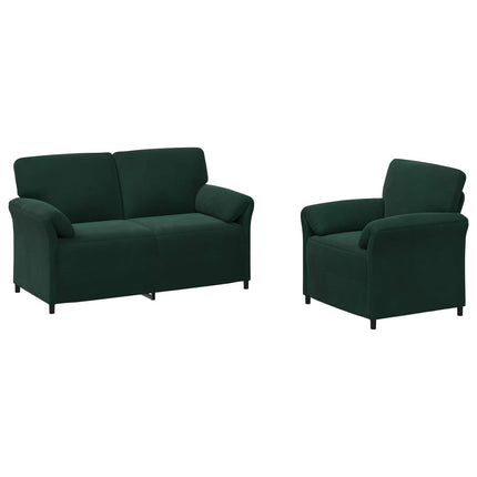Sofa Sæt 2 stk. Mørkegrøn Fløjl