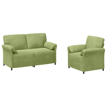 Sofa Sæt 2 stk. Lys grøn Fløjl