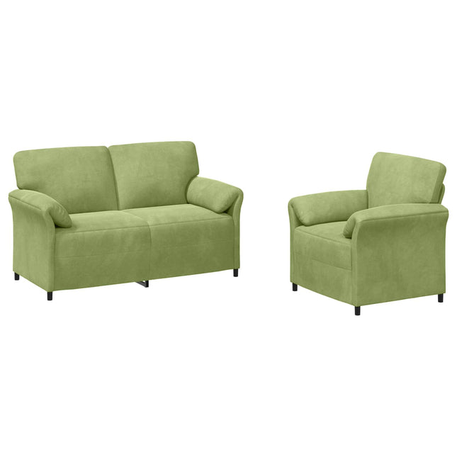 Sofa Sæt 2 stk. Lys grøn Fløjl