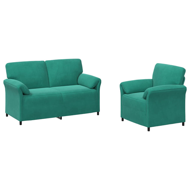 Sofa Sæt 2 stk. Turkis Fløjl
