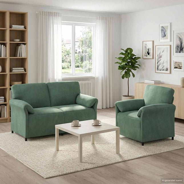 Sofa Sæt 2 stk. Havgrøn Fløjl