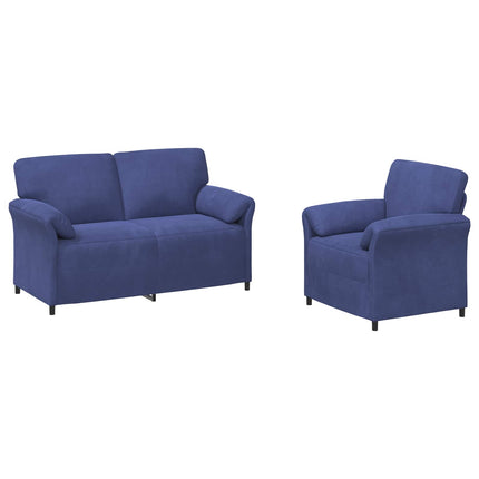Sofa Sæt 2 stk. Politi blå Fløjl