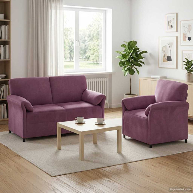 Sofa Sæt 2 stk. Lilla Fløjl