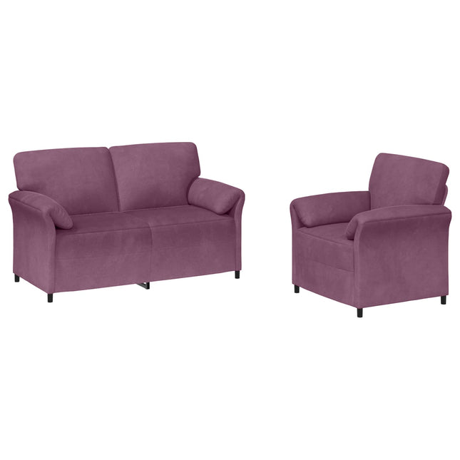 Sofa Sæt 2 stk. Lilla Fløjl