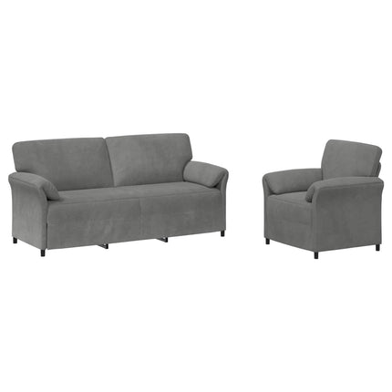 Sofa Sæt 2 stk. Mørkegrå Fløjl