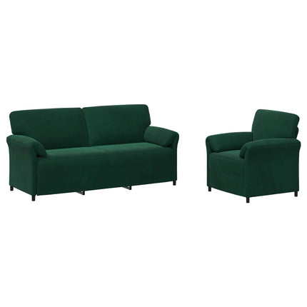 Sofa Sæt 2 stk. Mørkegrøn Fløjl