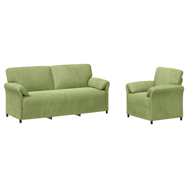 Sofa Sæt 2 stk. Lys grøn Fløjl