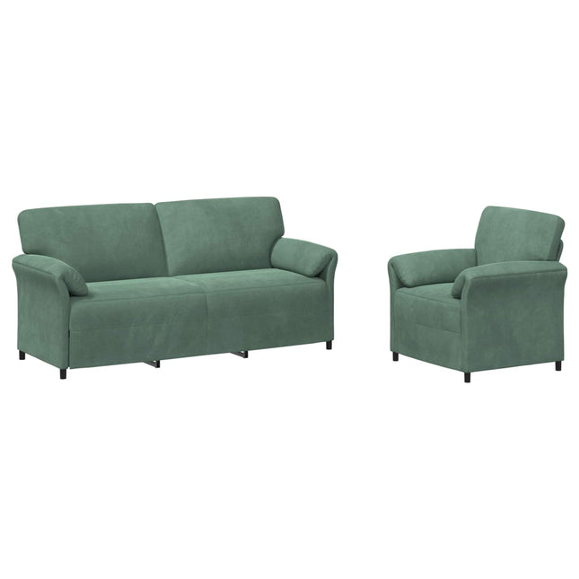 Sofa Sæt 2 stk. Havgrøn Fløjl
