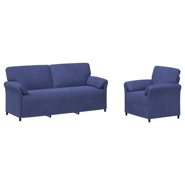Sofa Sæt 2 stk. Politi blå Fløjl