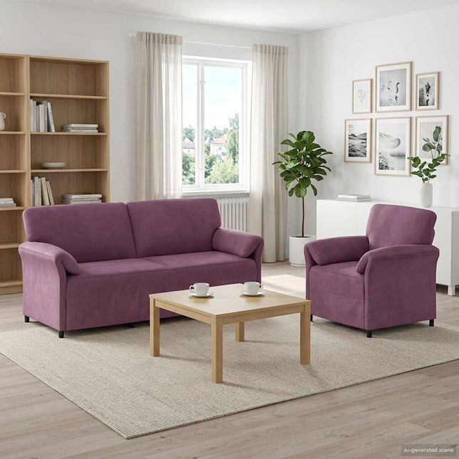 Sofa Sæt 2 stk. Lilla Fløjl
