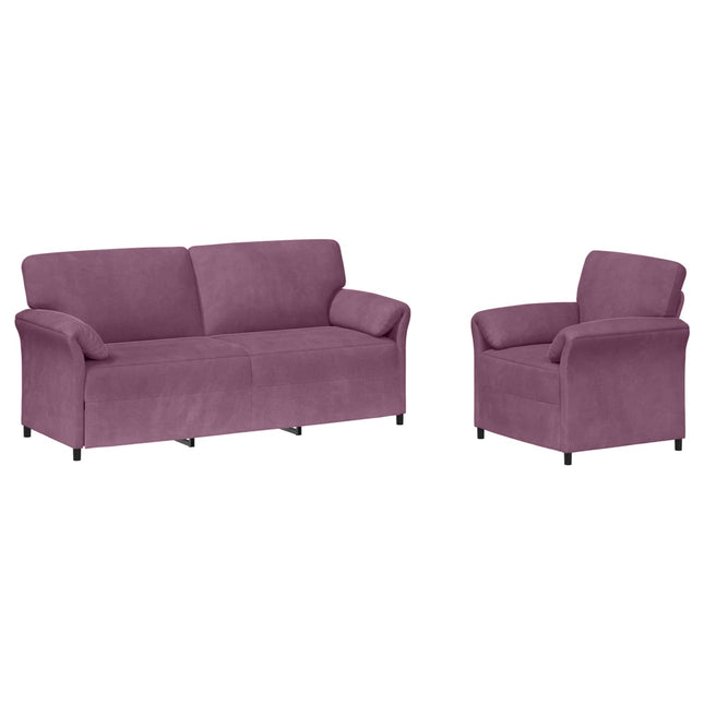 Sofa Sæt 2 stk. Lilla Fløjl